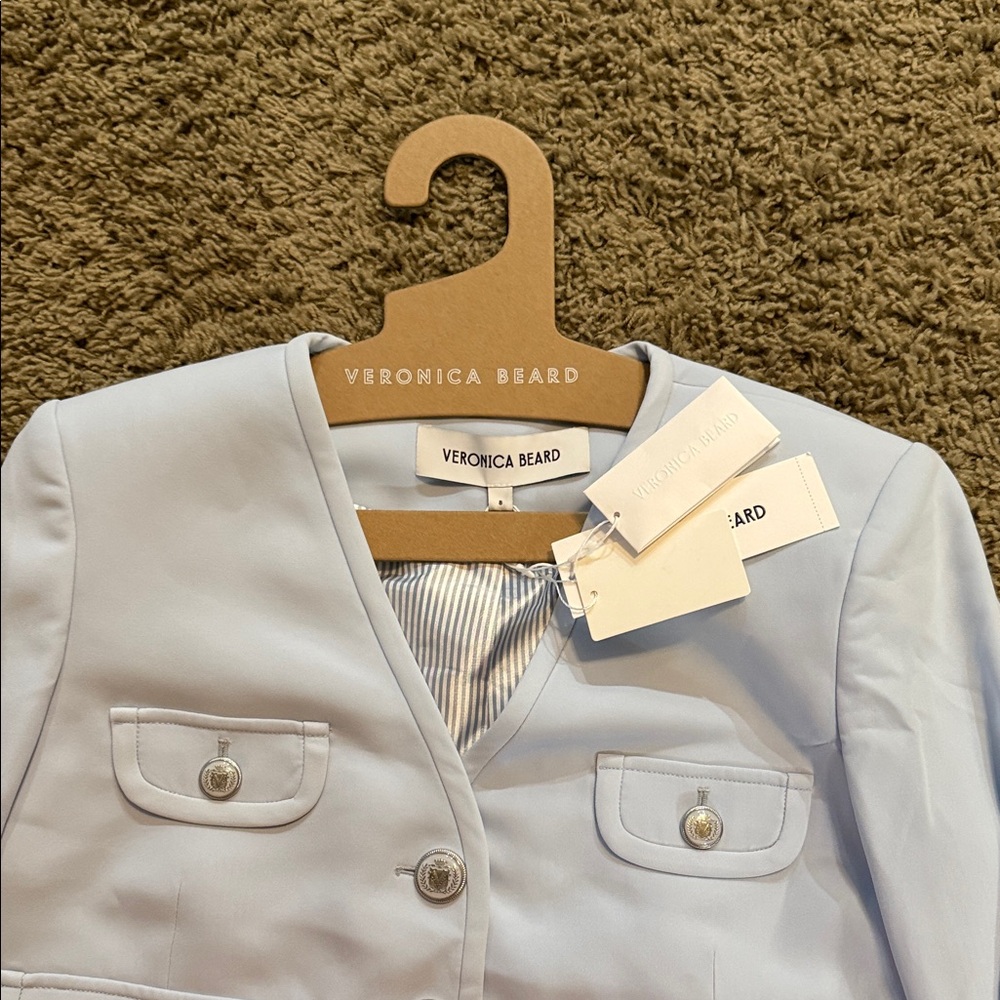 Veronica Beard Sky Blue Cropped Jacket - Picture 3 of 5
